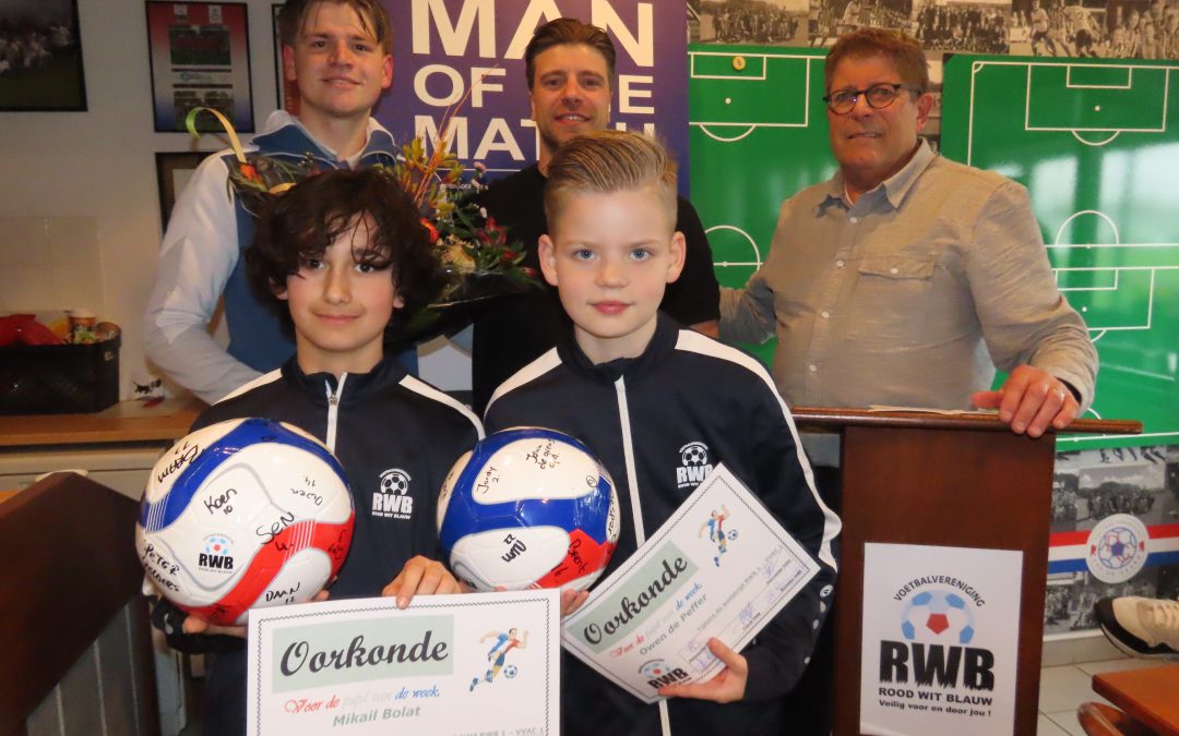 Man of the Match en Pupillen van de Week bij RWB-VVAC.
