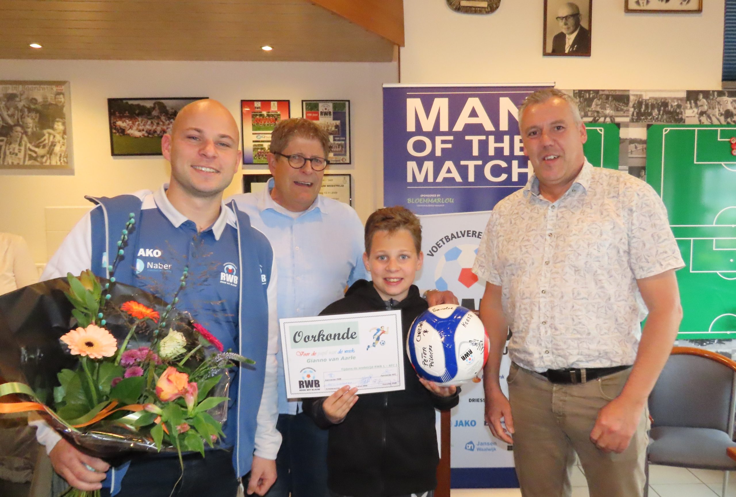 Huldiging Pupil van de Week en Man of the Match na RWB-RFC.